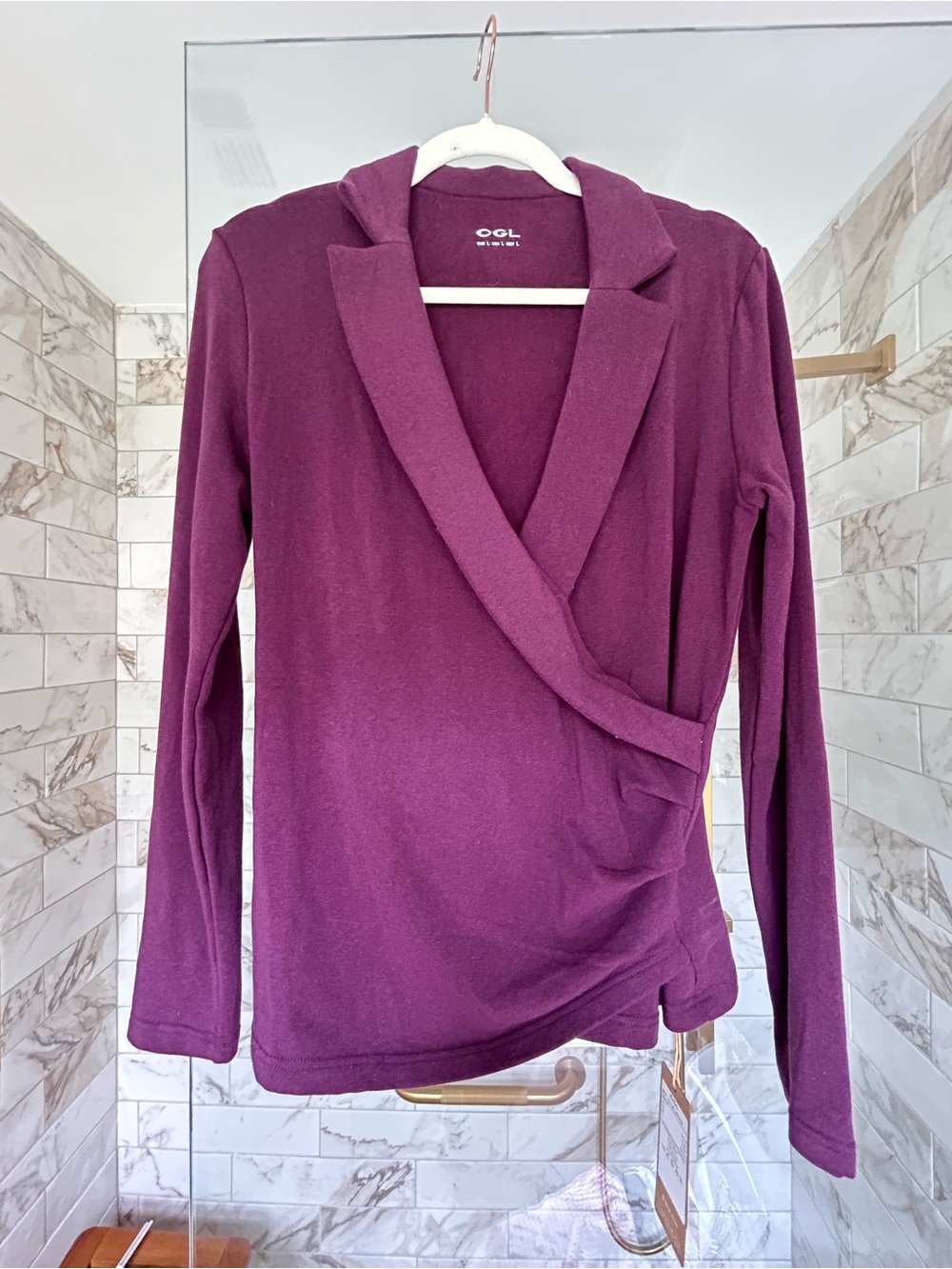 Slim Fit Purple Wrap V-Neck Sweater - Picture 2 of 6